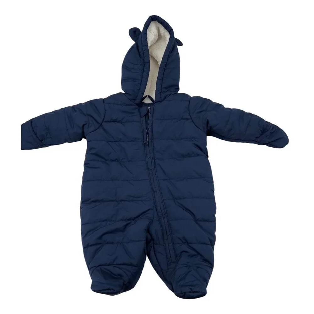 Infant Unisex Navy Blue Snow Pram 0-3 M By The Childrens Place Fleece Lined & In